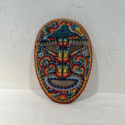 BEADED HUICHOL MASK BY HONORIO VILLA LOPEZ