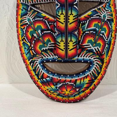 BEADED HUICHOL MASK BY HONORIO VILLA LOPEZ