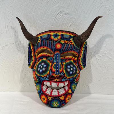 MEXICAN DEMON HUICHOL BEADED MASK