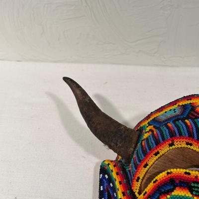 MEXICAN DEMON HUICHOL BEADED MASK