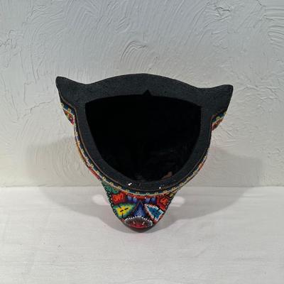 BEADED HUICHOL JAGUAR MASK BY HONORIO VILLA LOPEZ