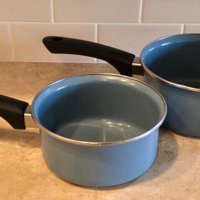 (2) Light Blue Pots
