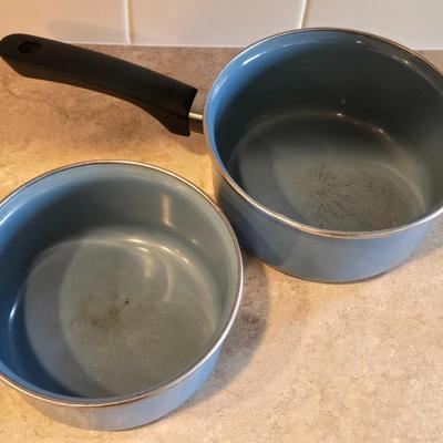 (2) Light Blue Pots