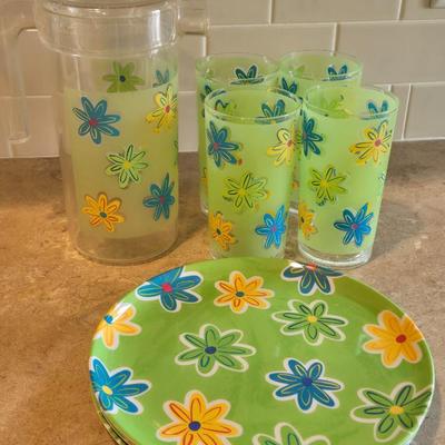 Plastic Glasses, Pitcher and Plates
