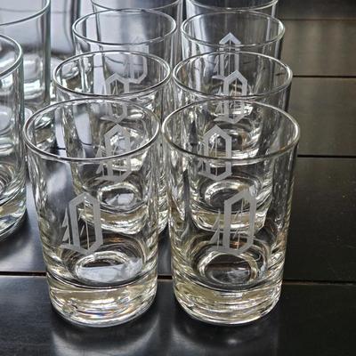 Etched Monogrammed "O" Glass Set