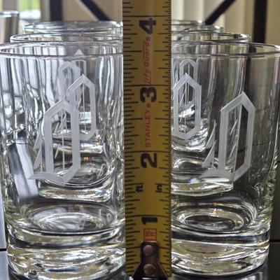 Etched Monogrammed "O" Glass Set