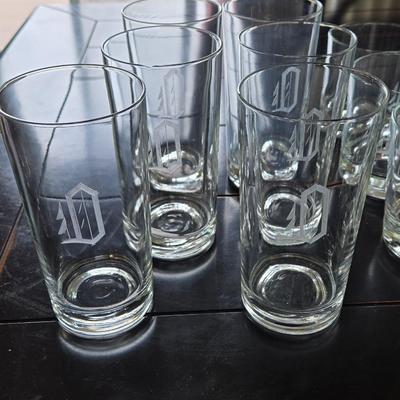 Etched Monogrammed "O" Glass Set
