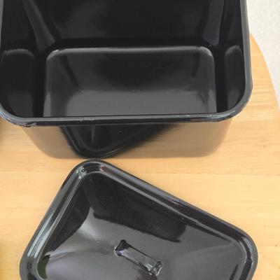 (2) Metal Black Cannisters