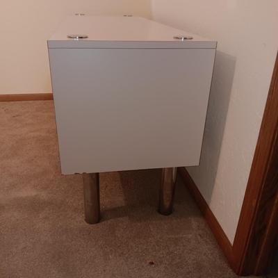 RETRO WHITE FORMICA AND CHROME CREDENZA