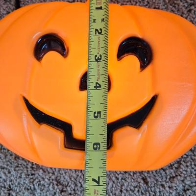 (2) Light Up Jack O Lanterns Decor and (1) Candy Bucket