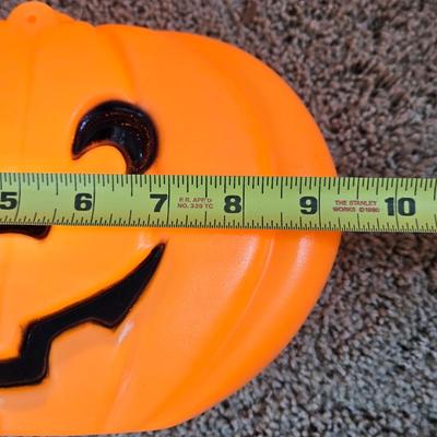 (2) Light Up Jack O Lanterns Decor and (1) Candy Bucket