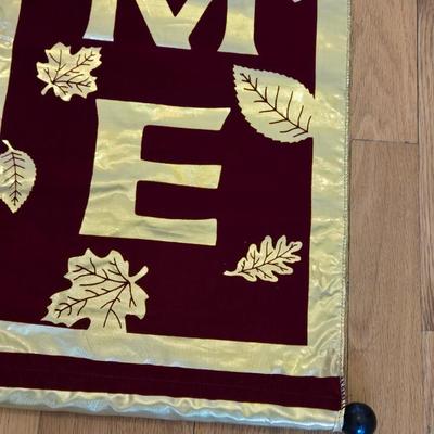 Maroon Velvet & Gold Accent Fall Welcome Deco