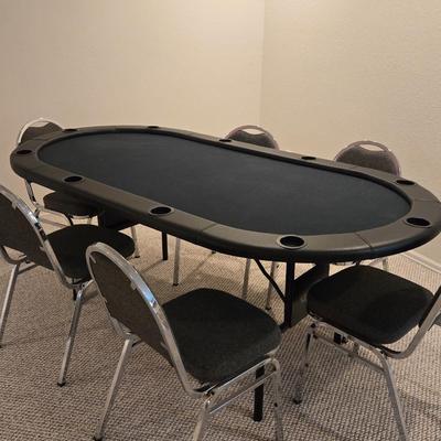 Royal Flush Folding Gaming Table with Texas Hold'em Set