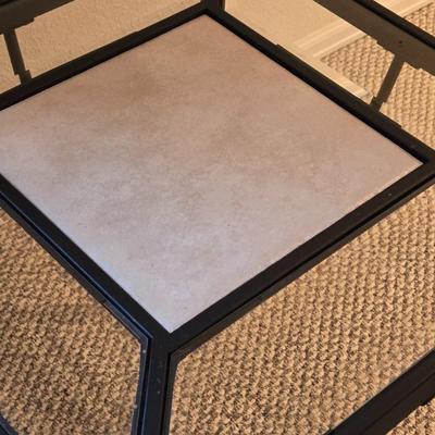 Beveled Glass and Stone Side Table #1