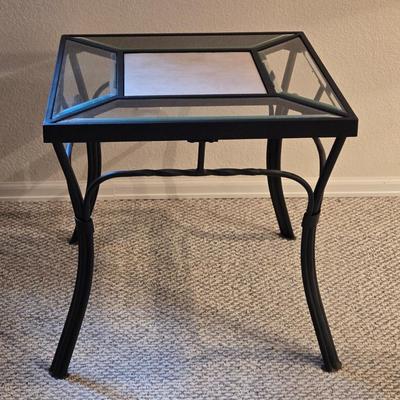 Beveled Glass and Stone Side Table #1