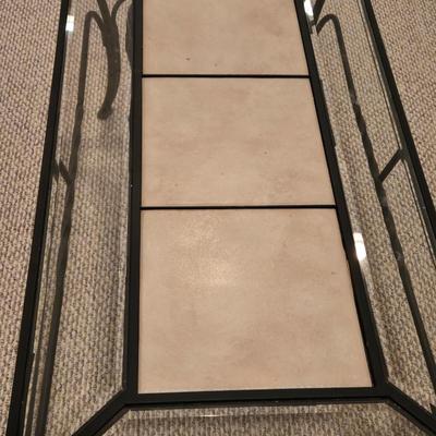 Beveled Glass and Stone Coffee Table