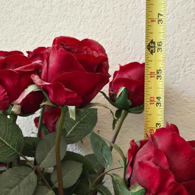 Glass Vase with Long Stem Faux Roses
