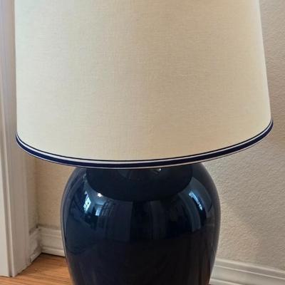 Blue Lamp with Blue Striped Lamp Shade #2