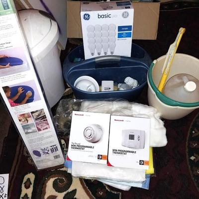 HONEYWELL THERMOSTATS-BUCKETS-CARRY BIN-LIGHT BULBS-MORE