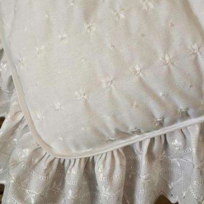 Full Size White Bedskirt, Comforter, and Shams