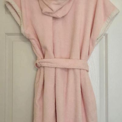 Pink & White Terrycloth Hooded Robe