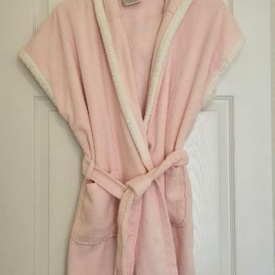 Pink & White Terrycloth Hooded Robe