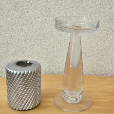 Glass Column Candleholder with Candle
