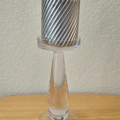 Glass Column Candleholder with Candle