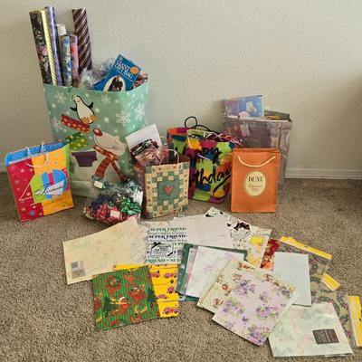Large Lot of Gift Bags, Wrapping Paper, Tags, and Boxes