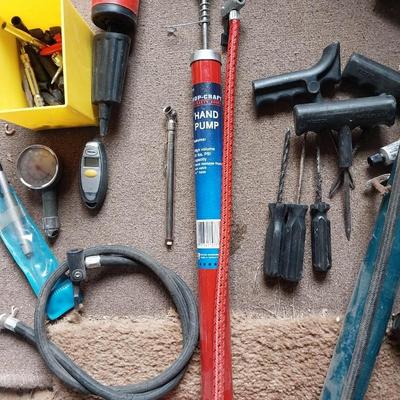 HAND TIRE PUMPS-TIRE REPAIRS =CAPS AND MORE