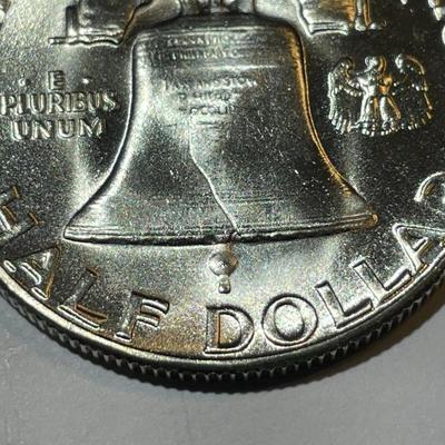 SCARCE 1954-S BU/MS65 CONDITION FULL BELL LINES FRANKLIN SILVER HALF DOLLAR AS PICTURED.