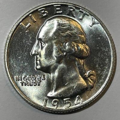 1954-P MS65/66 QUALITY WASHINGTON SILVER QUARTER AS PICTURED.