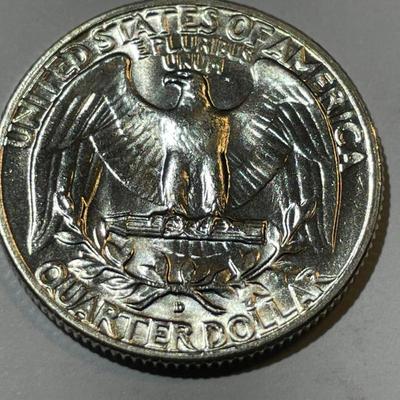 1954-D CHOICE BU CONDITION WASHINGTON SILVER QUARTER AS PICTURED.