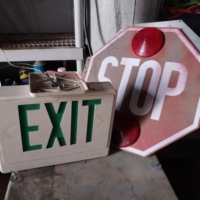 STOP AND EXIT SIGNS