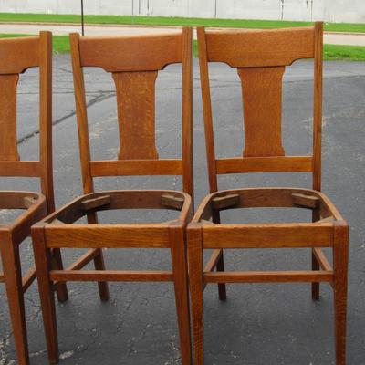 Set of 4 Antique Wood Chairs, Need Seats