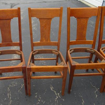 Set of 4 Antique Wood Chairs, Need Seats