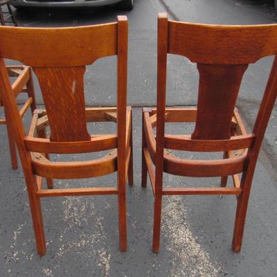 Set of 4 Antique Wood Chairs, Need Seats