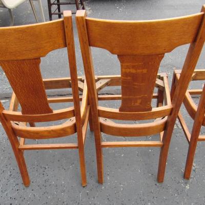 Set of 4 Antique Wood Chairs, Need Seats