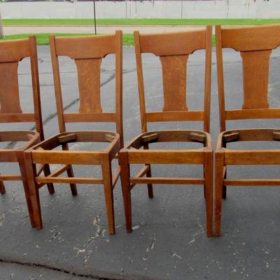 Set of 4 Antique Wood Chairs, Need Seats