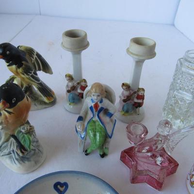 Lot of Misc Decorative Items, 3 Salt & Pepper Sets, Mini Candlesticks, More