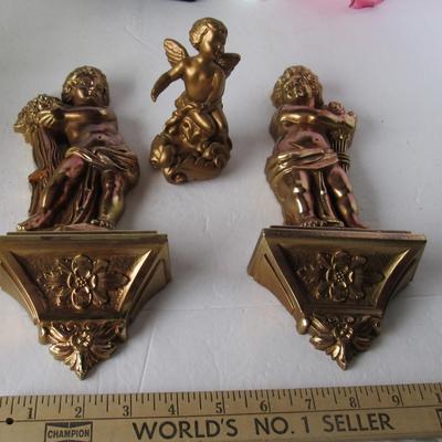 Vintage 1969 Soroco Wall Plaques and Cherub Figurine