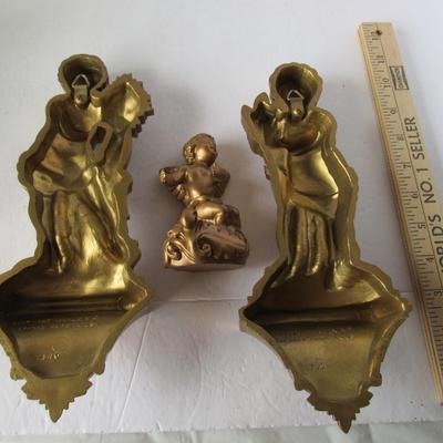Vintage 1969 Soroco Wall Plaques and Cherub Figurine
