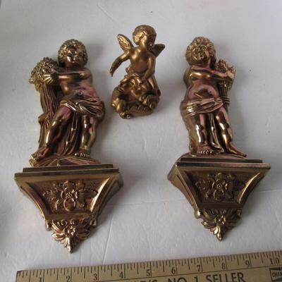 Vintage 1969 Soroco Wall Plaques and Cherub Figurine