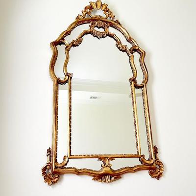 Vtg. 53” H Gold Ornate Carved Wood Wall Mirror