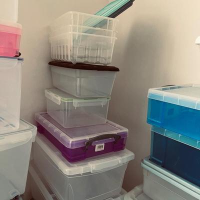 Collection of Small & Medium Plastic Bins with Lids (O-MG)