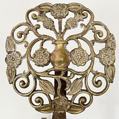 22” Cast Iron & Brass Andirons