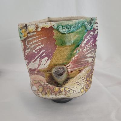 Trio of Artist Signed Ceramic Triangular Vases (G-CE)