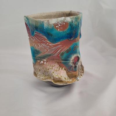 Trio of Artist Signed Ceramic Triangular Vases (G-CE)