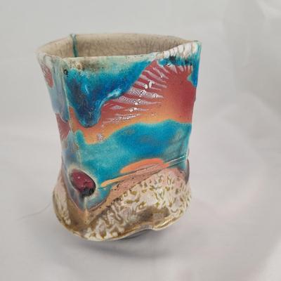 Trio of Artist Signed Ceramic Triangular Vases (G-CE)