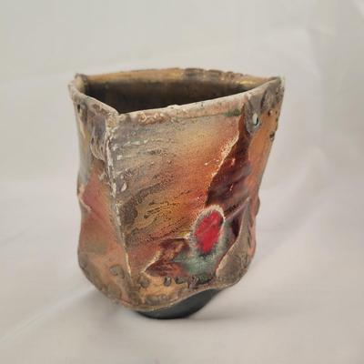 Trio of Artist Signed Ceramic Triangular Vases (G-CE)